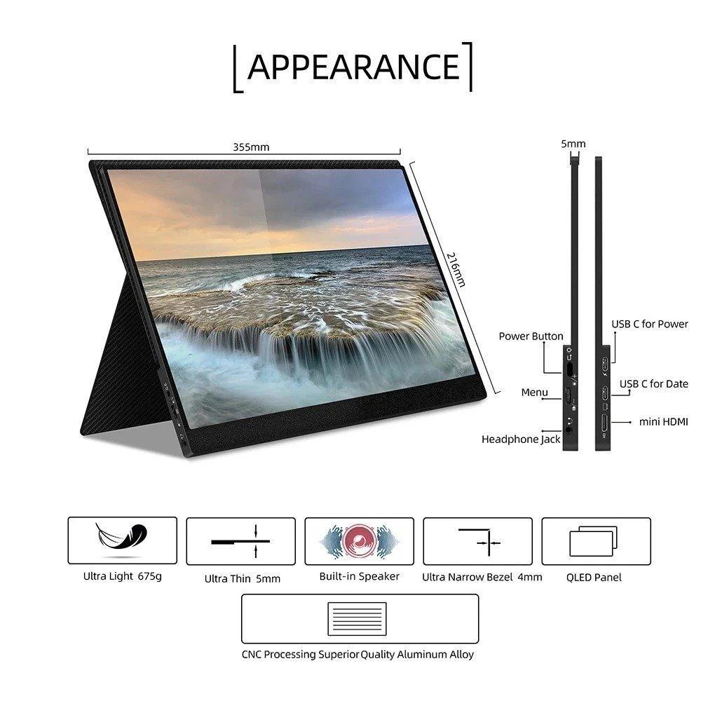 INTEHILL 15.6" FHD QLED BK
