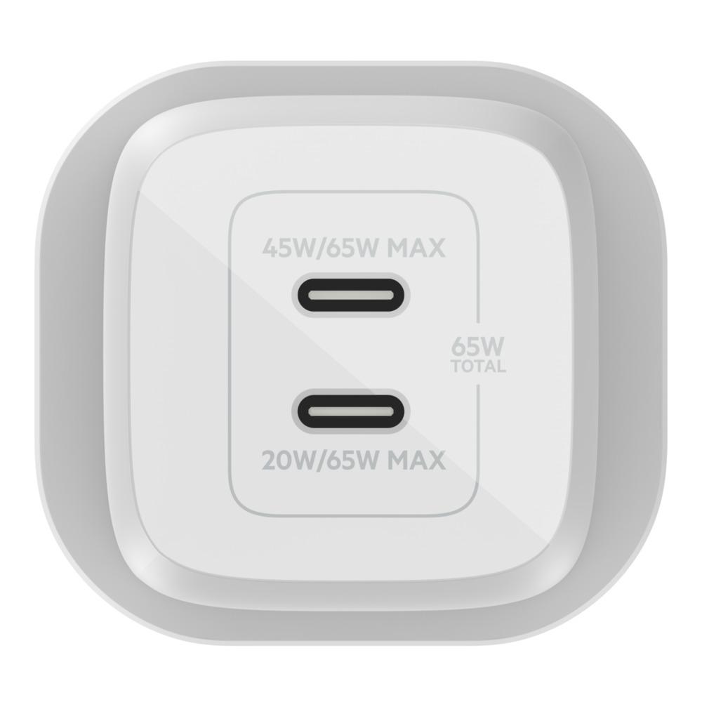 BELKIN 65W DUAL USB-C GAN WALL CHARGER W/PPS WHITE