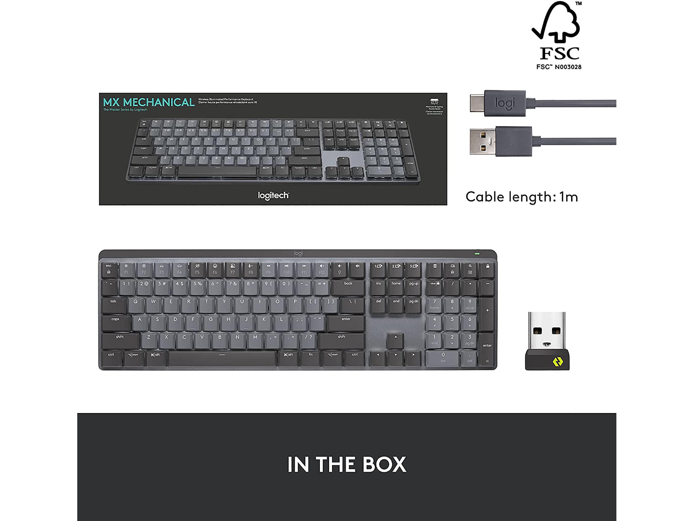 LOGITECH MX MECHANICAL WIRELESS KEYBOARD TACTILE GRAPHITE