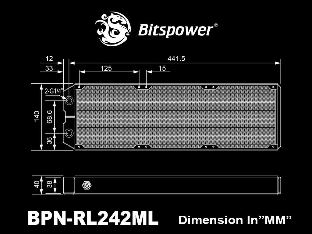 BITSPOWER LEVIATHAN II 240 RADIATOR W/SINGLE WAVE FINS
