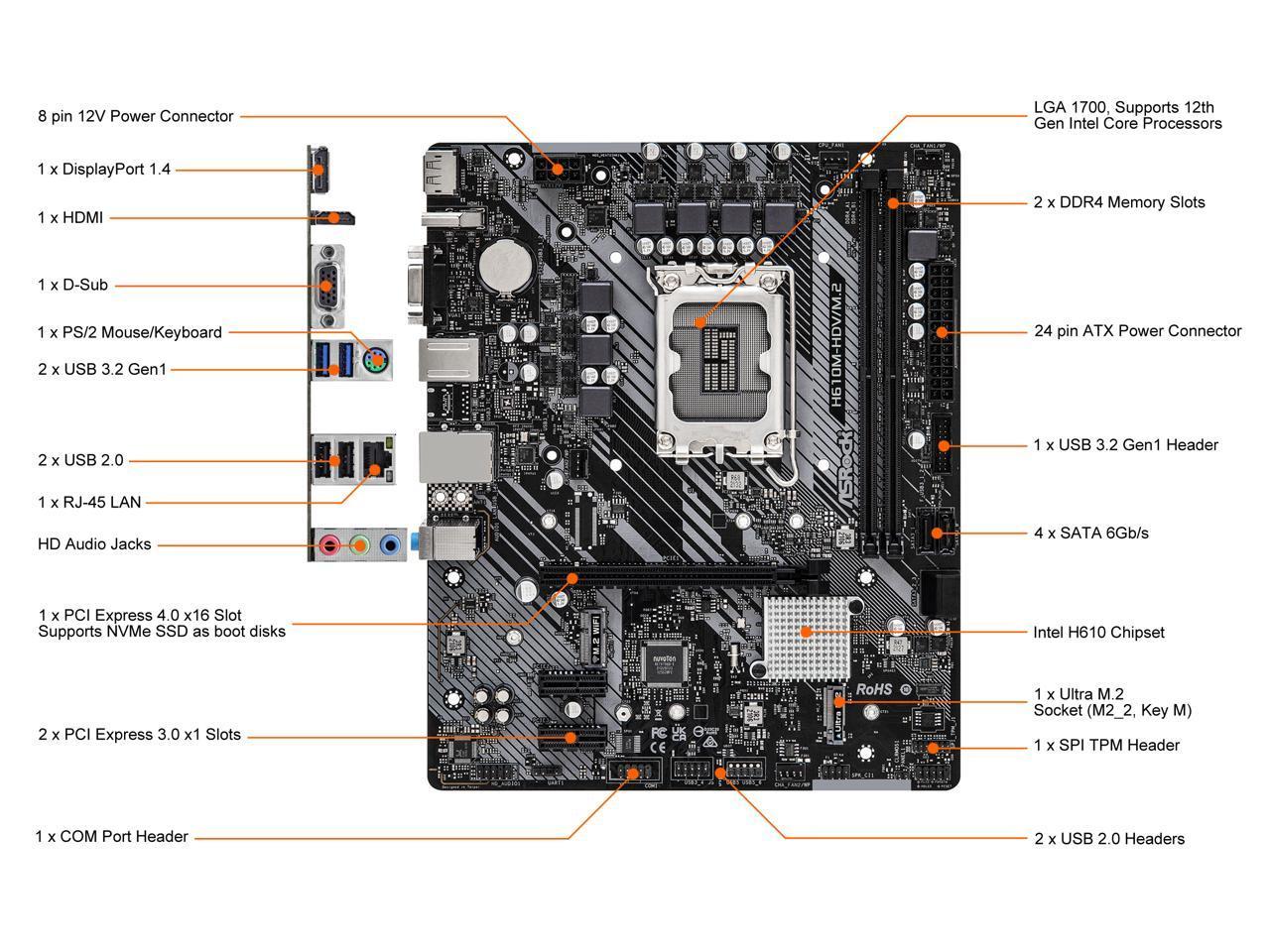 ASROCK H610M-HDV/M.2 R2.0 MATX