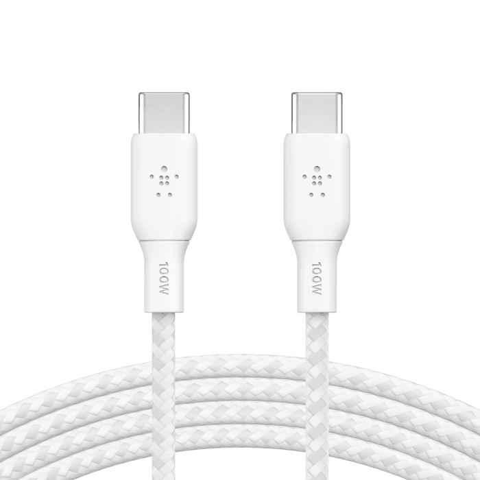 BELKIN BRAIDED USBC-C 2.0 100W CABLE 2M WHITE