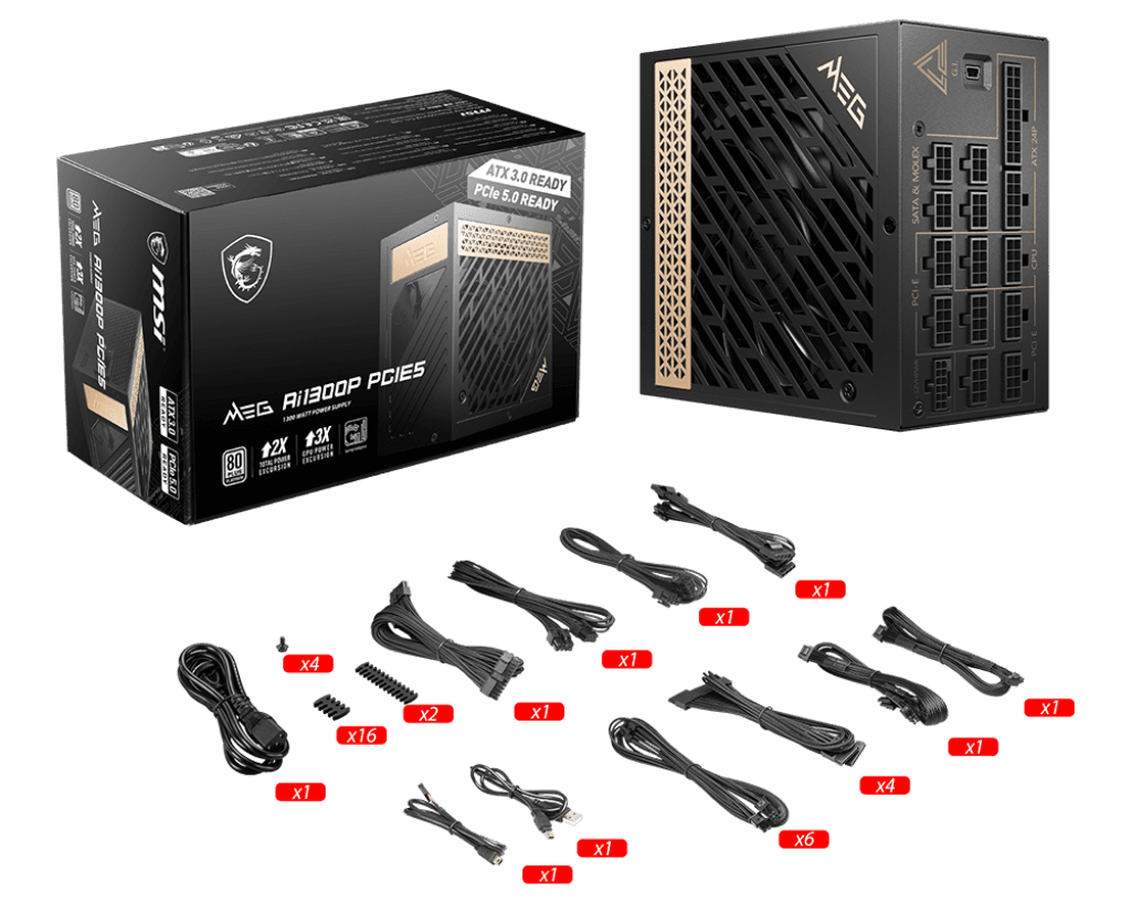 MSI MEG Ai1300P 1300W PCIE5 80+ PLATINUM