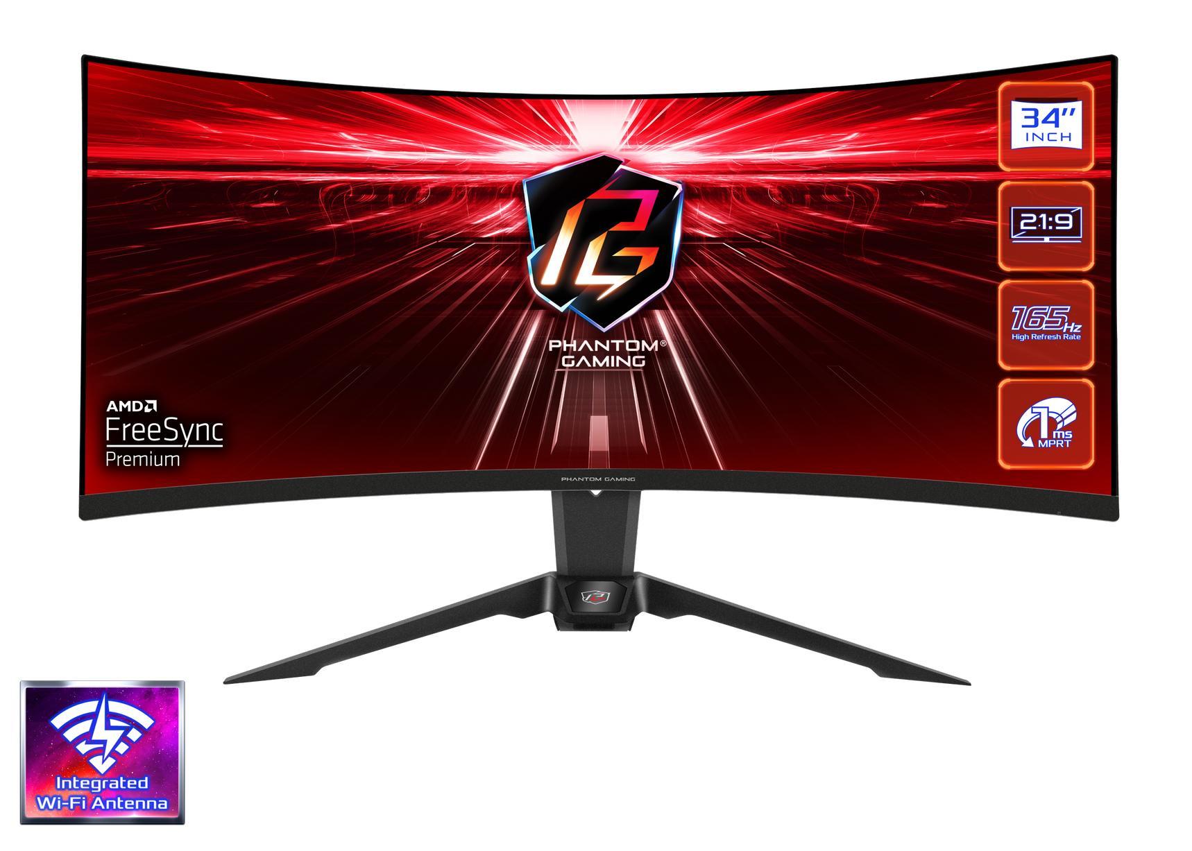ASROCK PG34WQ15R2B 34" QHD Curve 165Hz Monitor
