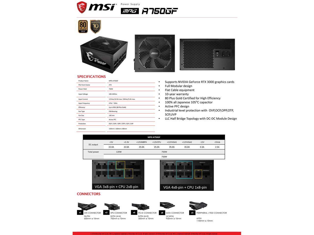 MSI MPG A750GF 750W GOLD FULL MODULAR
