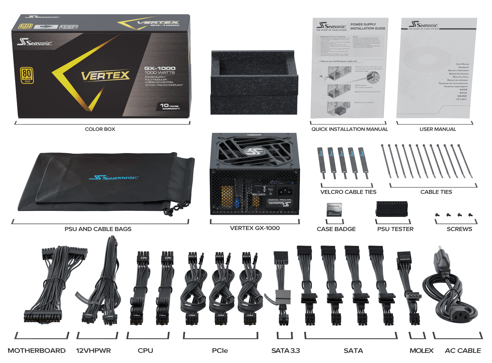 SEASONIC VERTEX 80 PLUS GOLD GX1000 1000W PSU