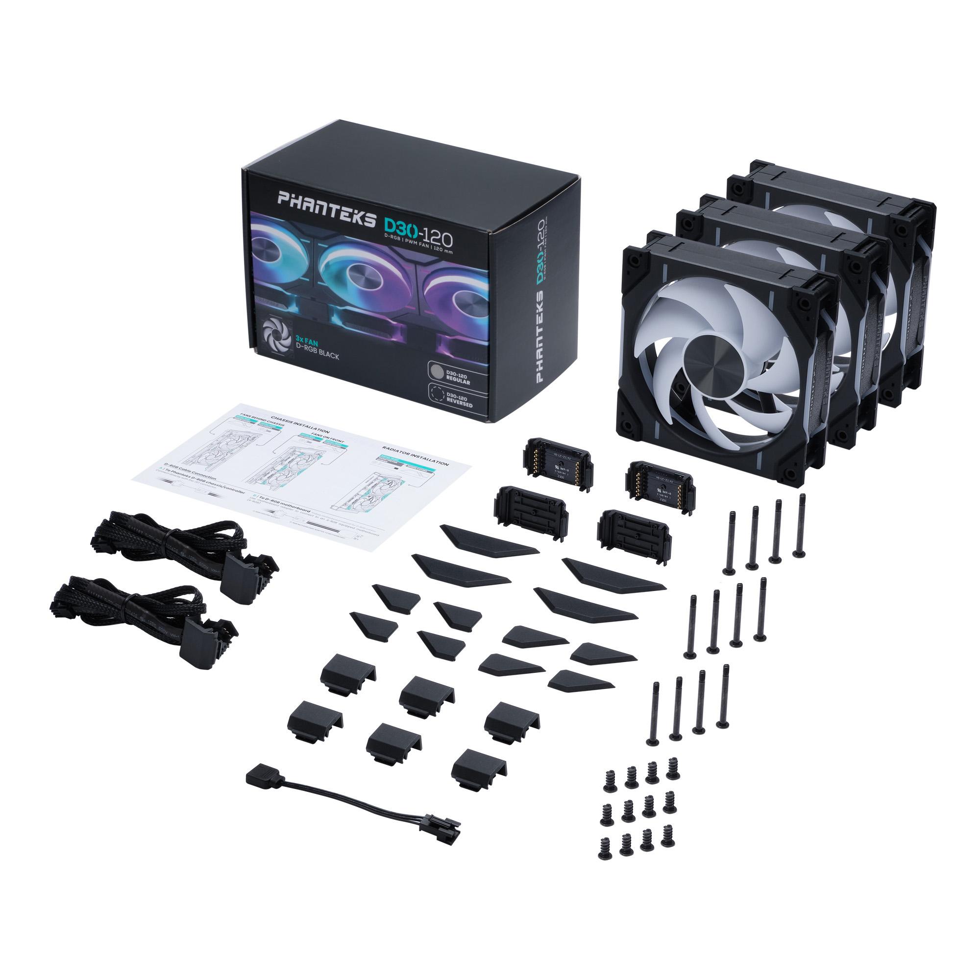 PHANTEKS D30 120MM PWM FAN REGULAR DRGB BLACK (3-PACK)