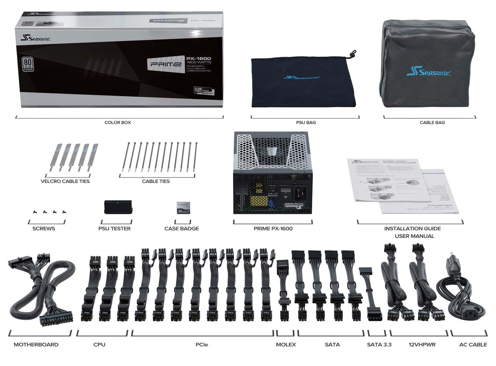 SEASONIC PRIME PLATINUM PX-1600 ATX3.0 PCIE5.0