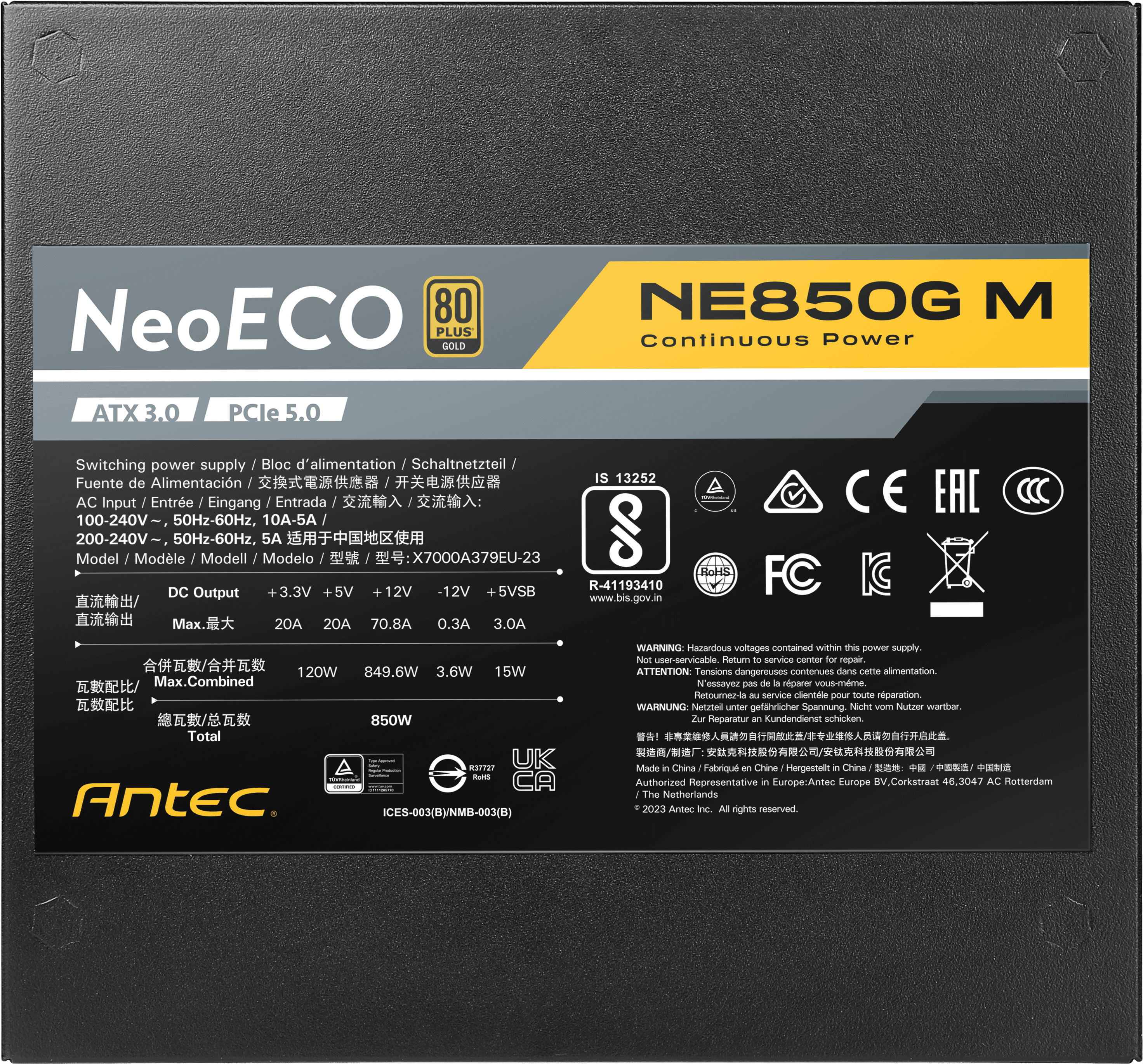 ANTEC NE850G M GB PSU GOLD MODULAR ATX3.0