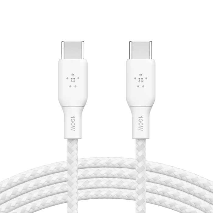 BRAIDED USBC-C 2.0 100W CABLE 2M WHITE