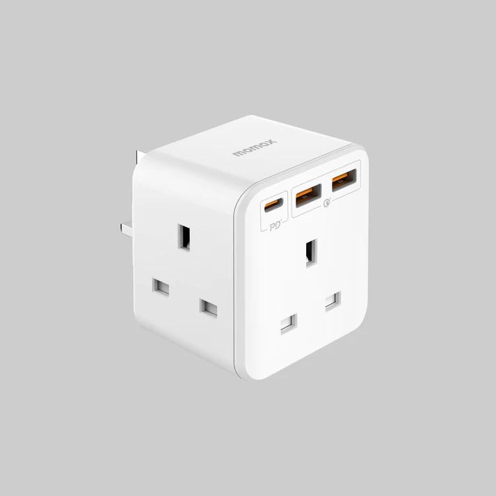 ONEPLUG 3-OUTLET CUBE EXTENSIONWITCH USB(WH)