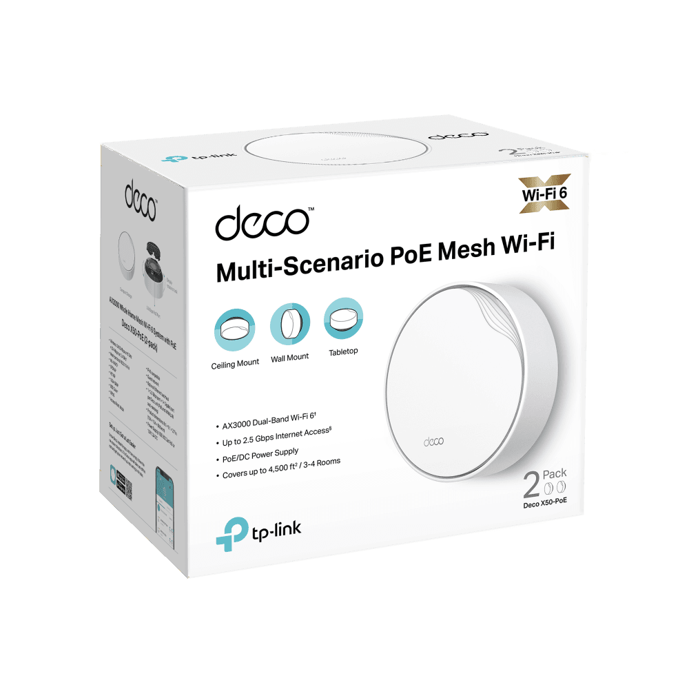 Deco AX3000 Mesh WiFi 6 System with PoE (2-PACK)