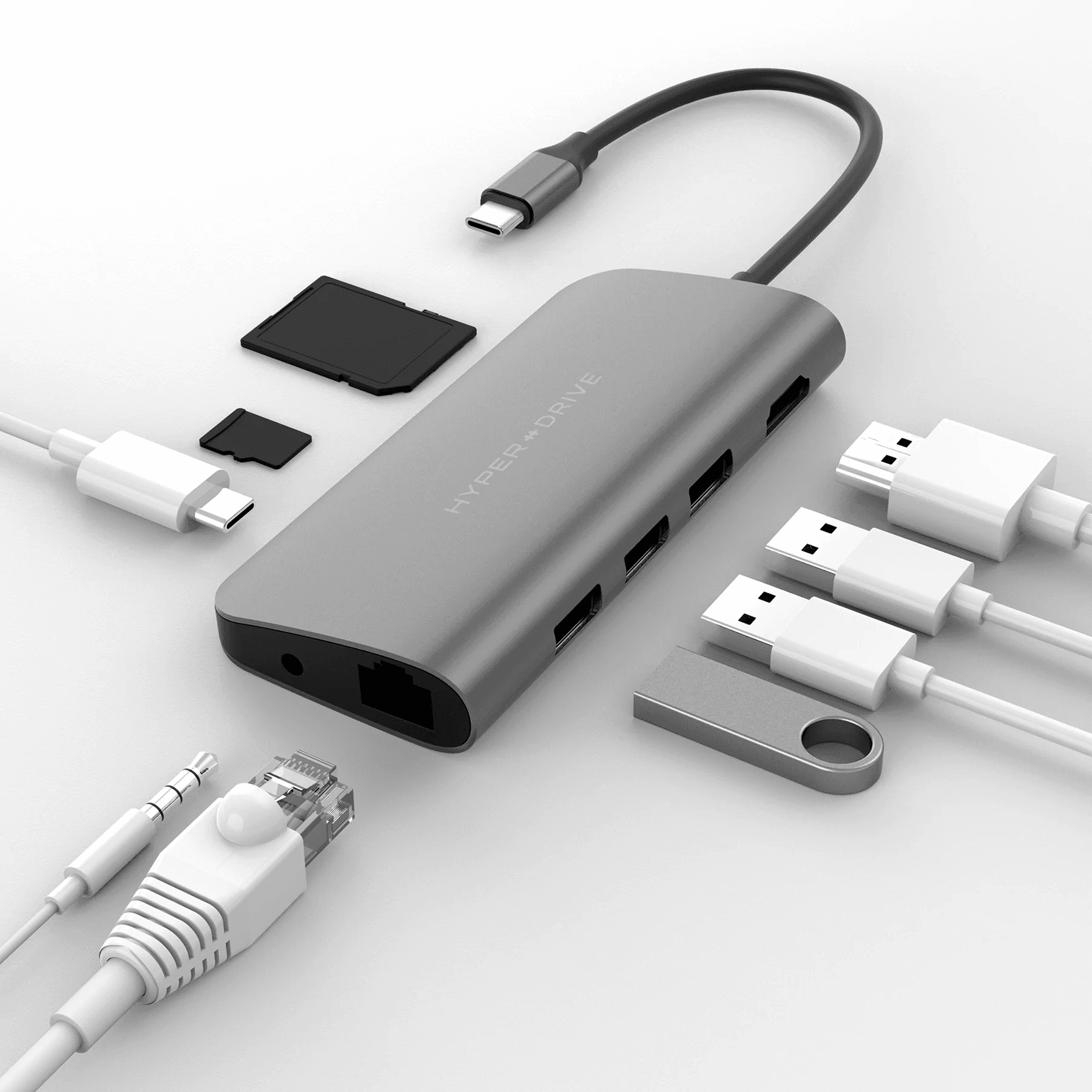 HYPERDRIVE POWER 9 IN 1 USB-C HUB GRAY