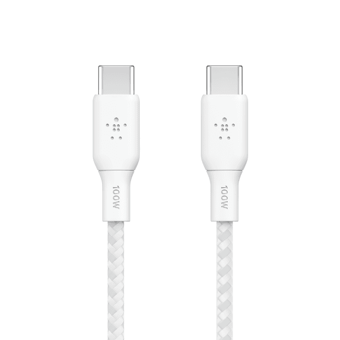 BELKIN BRAIDED USBC-C 2.0 100W CABLE 2M WHITE
