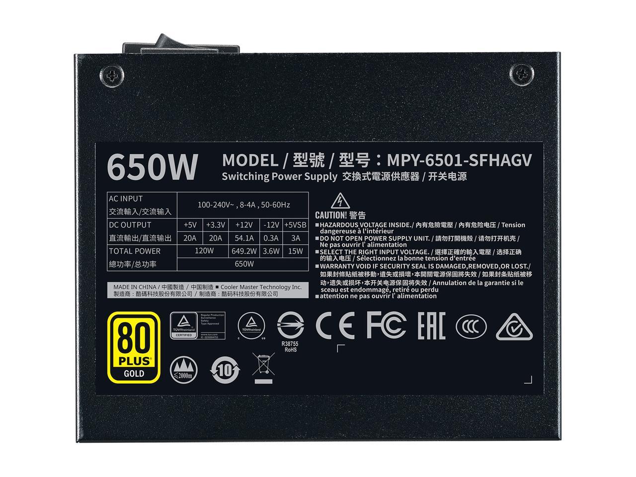 COOLER MASTER V650 SFX GOLD 650W FULL MODULAR thumbnail 6