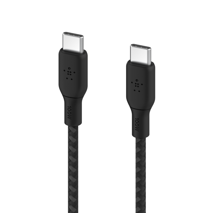 BRAIDED USBC-C 2.0 100W CABLE 2M BLACK thumbnail 3