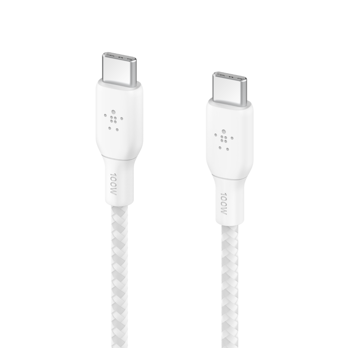 BELKIN BRAIDED USBC-C 2.0 100W CABLE 2M WHITE thumbnail 2