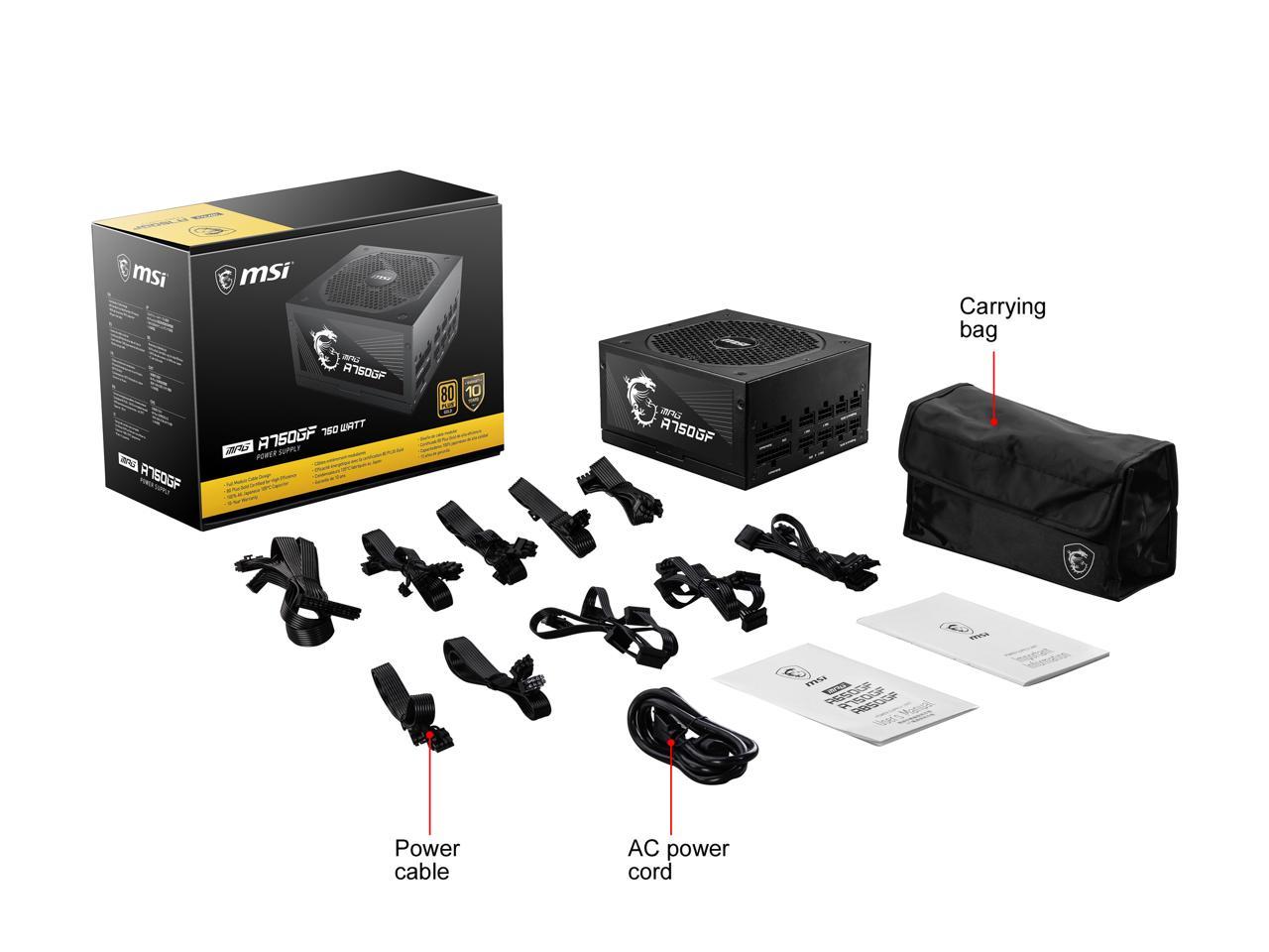 MSI MPG A750GF 750W GOLD FULL MODULAR thumbnail 7