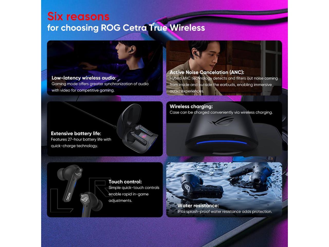 ASUS ROG CETRA TRUE WIRELESS HEADPHONE WHITE thumbnail 6