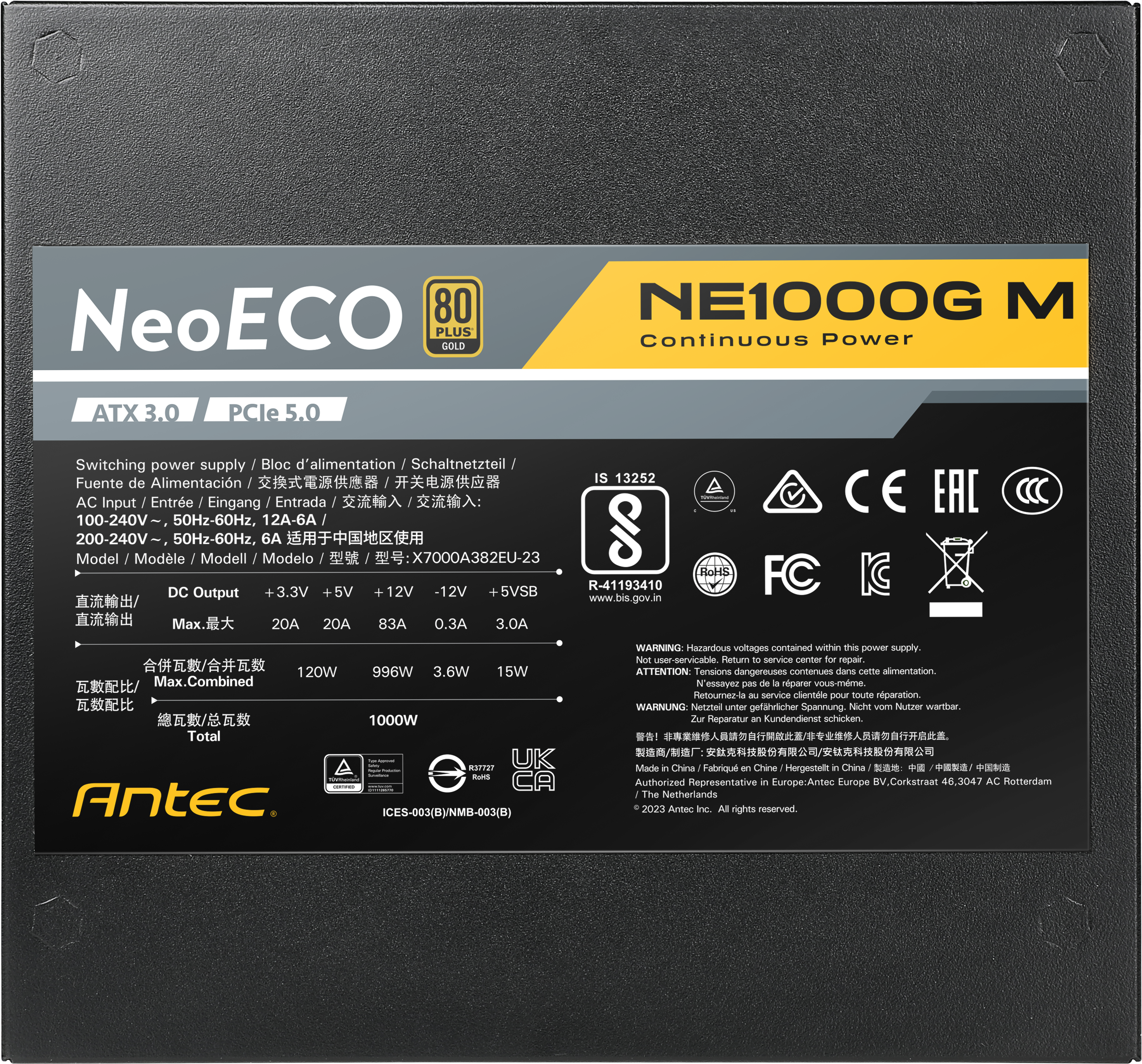 ANTEC NE1000G M GB PSU GOLD MODUALR ATX3.0 thumbnail 6