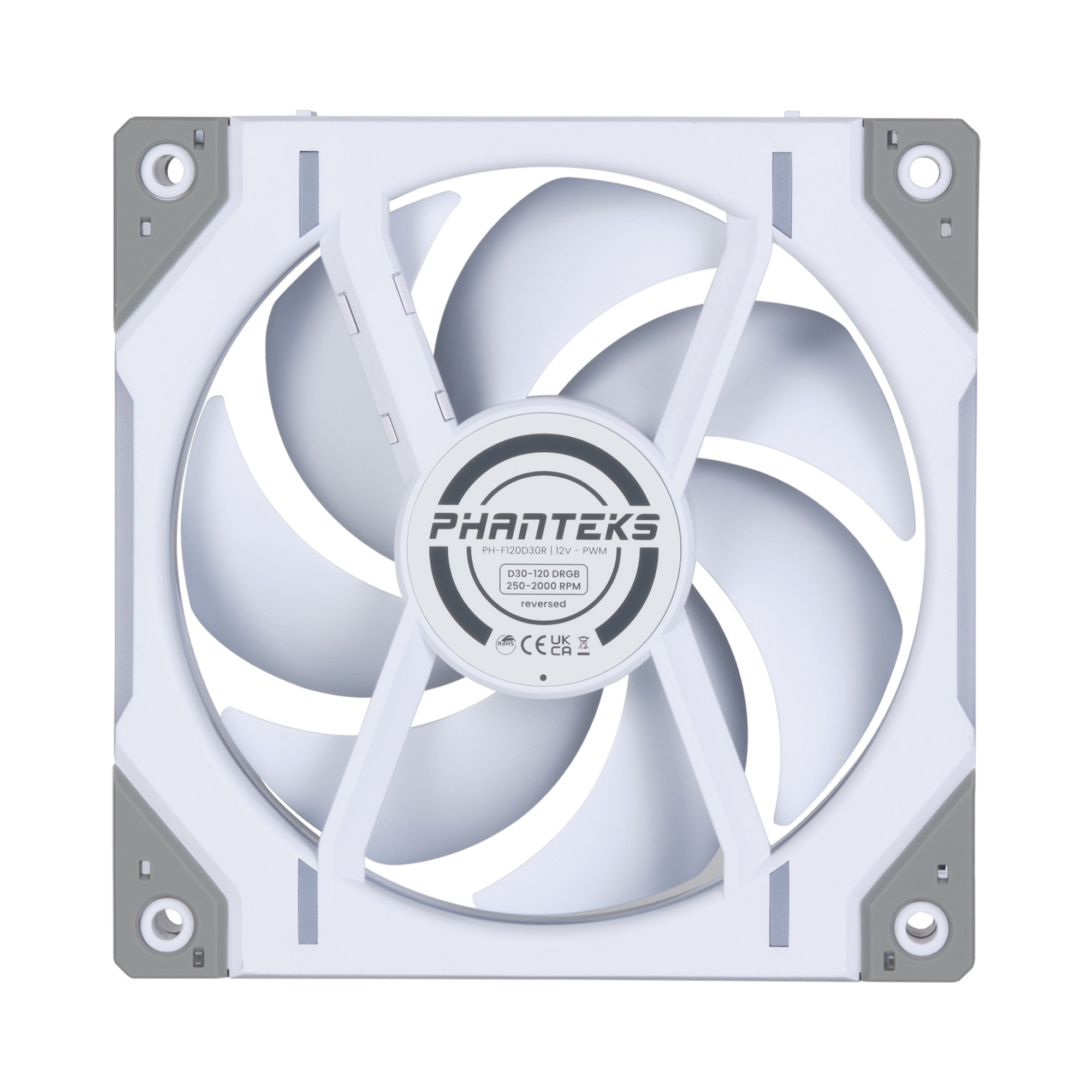 PHANTEKS D30 120MM PWM FAN REVERSE DRGB WHITE (1-PACK) thumbnail 8