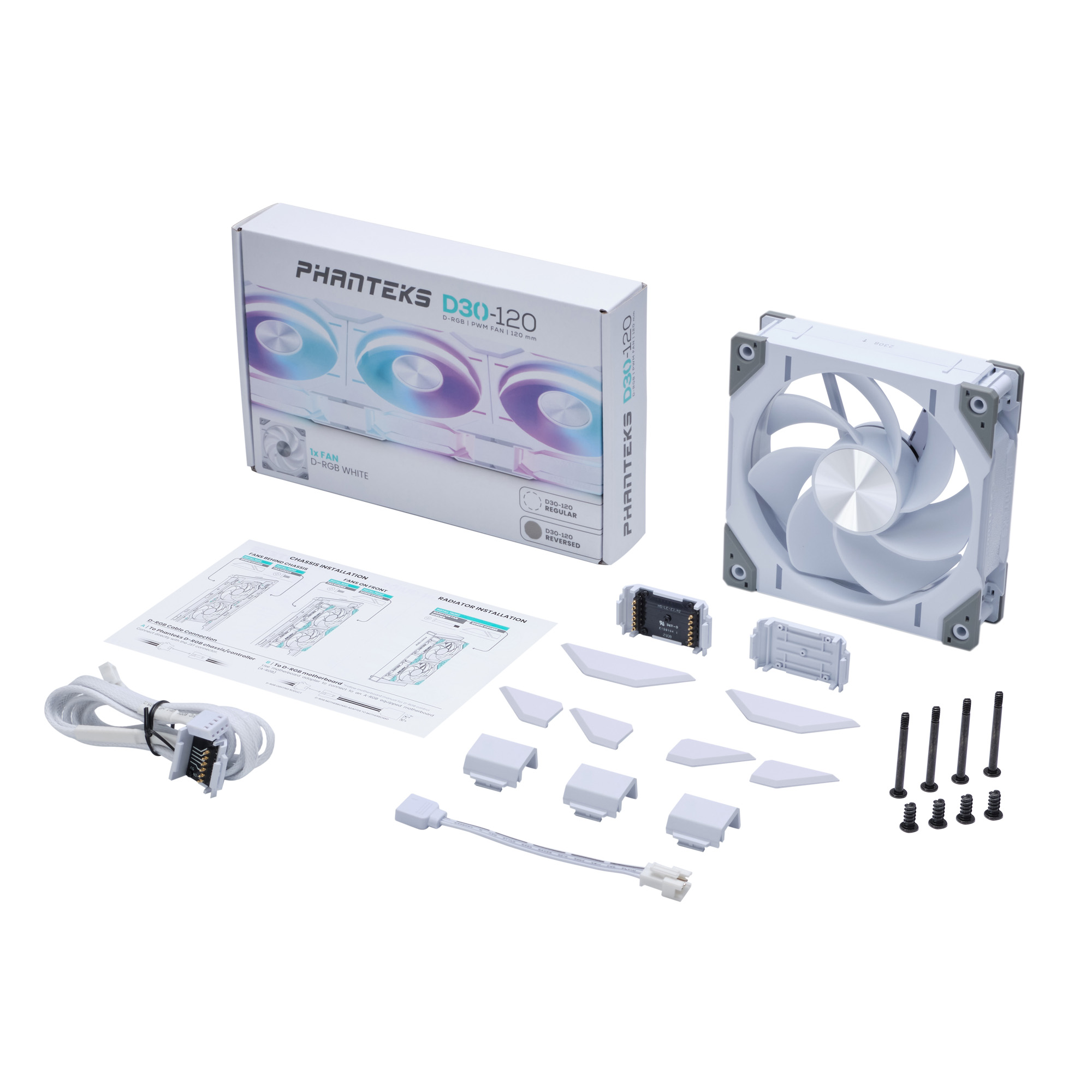 PHANTEKS D30 120MM PWM FAN REVERSE DRGB WHITE (1-PACK) thumbnail 9