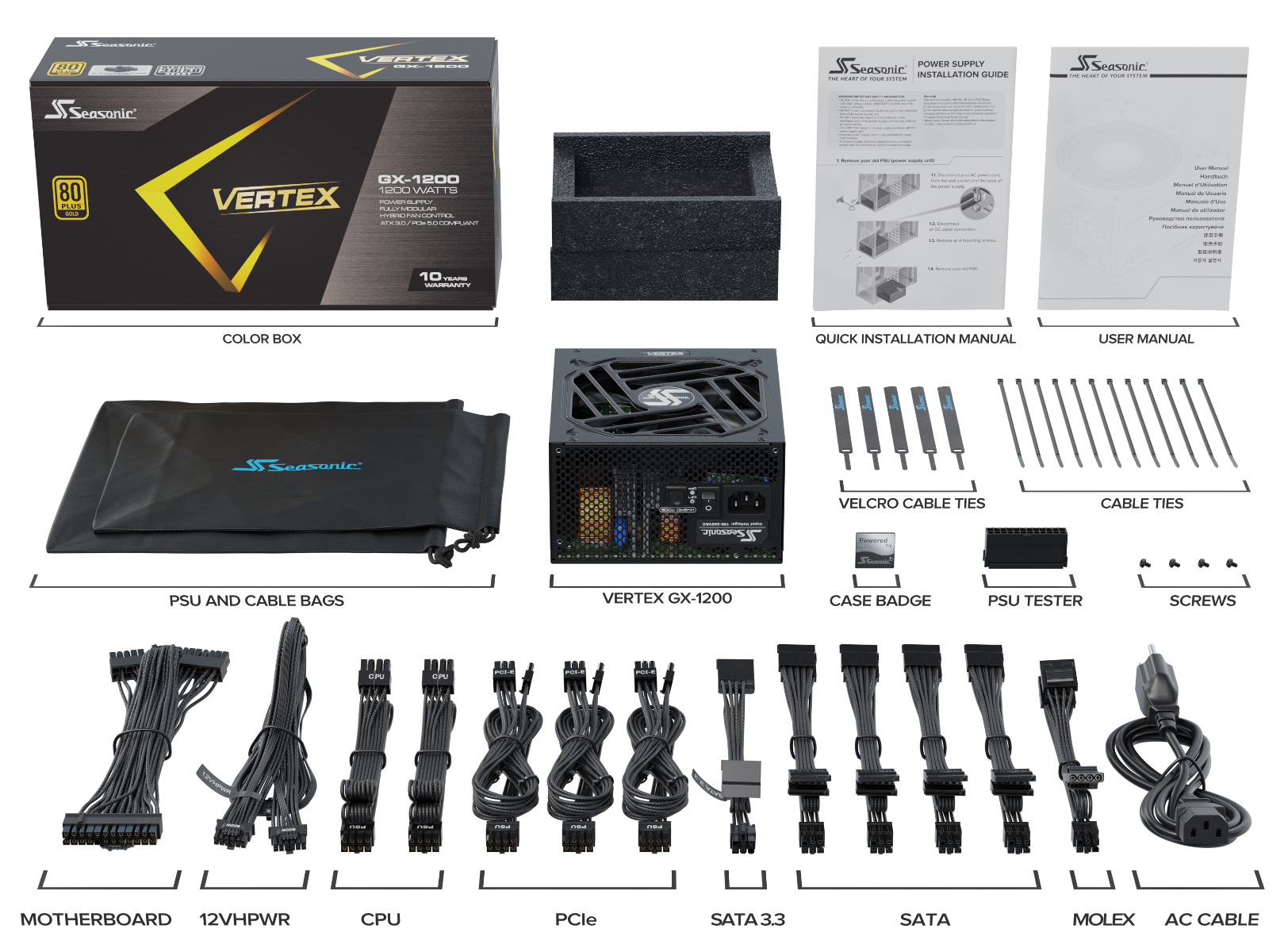 VERTEX 80 PLUS GOLD GX1200 1200W PSU WHITE