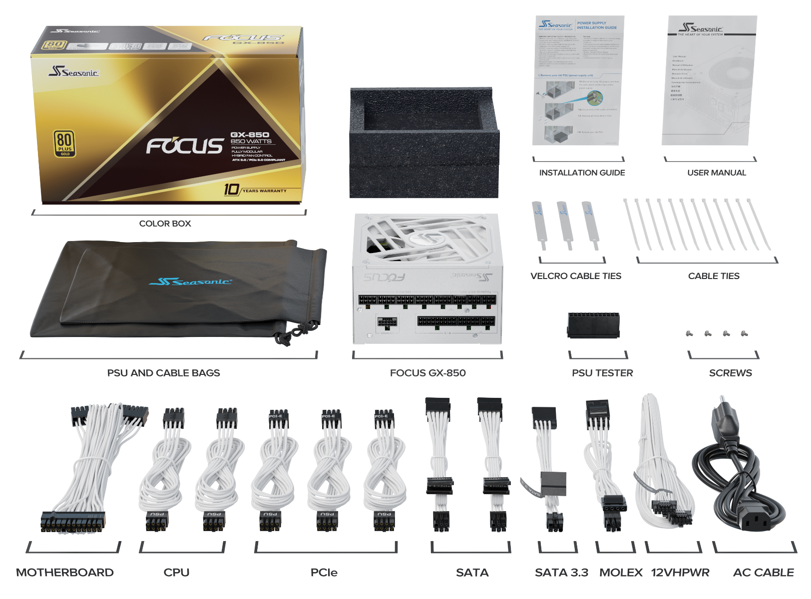 SEASONIC FOCUS 80 PLUS GOLD GX850-ATX3.0 WHITE thumbnail 2