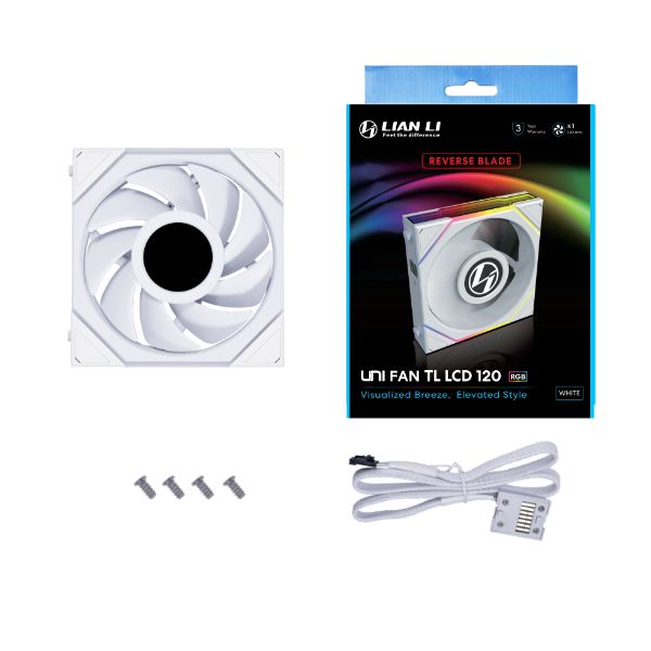 120MM UNI FAN R12TL LCD REVERSE BLADE WHITE(1PACK)