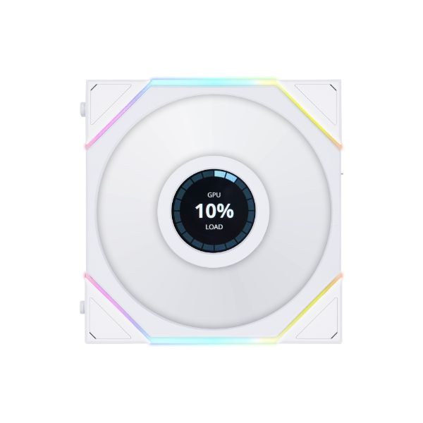 LIAN LI 120MM UNI FAN R12TL LCD REVERSE BLADE WHITE(3PACK) thumbnail 2