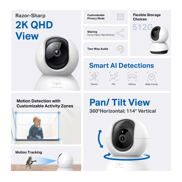 Tapo C220 2K QHD Pan/Tilt AI Home Security thumbnail 2