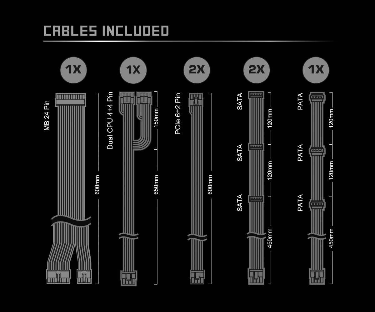 STEEL LEGEND 650W GOLD ATX 3.1 PSU BLACK thumbnail 7