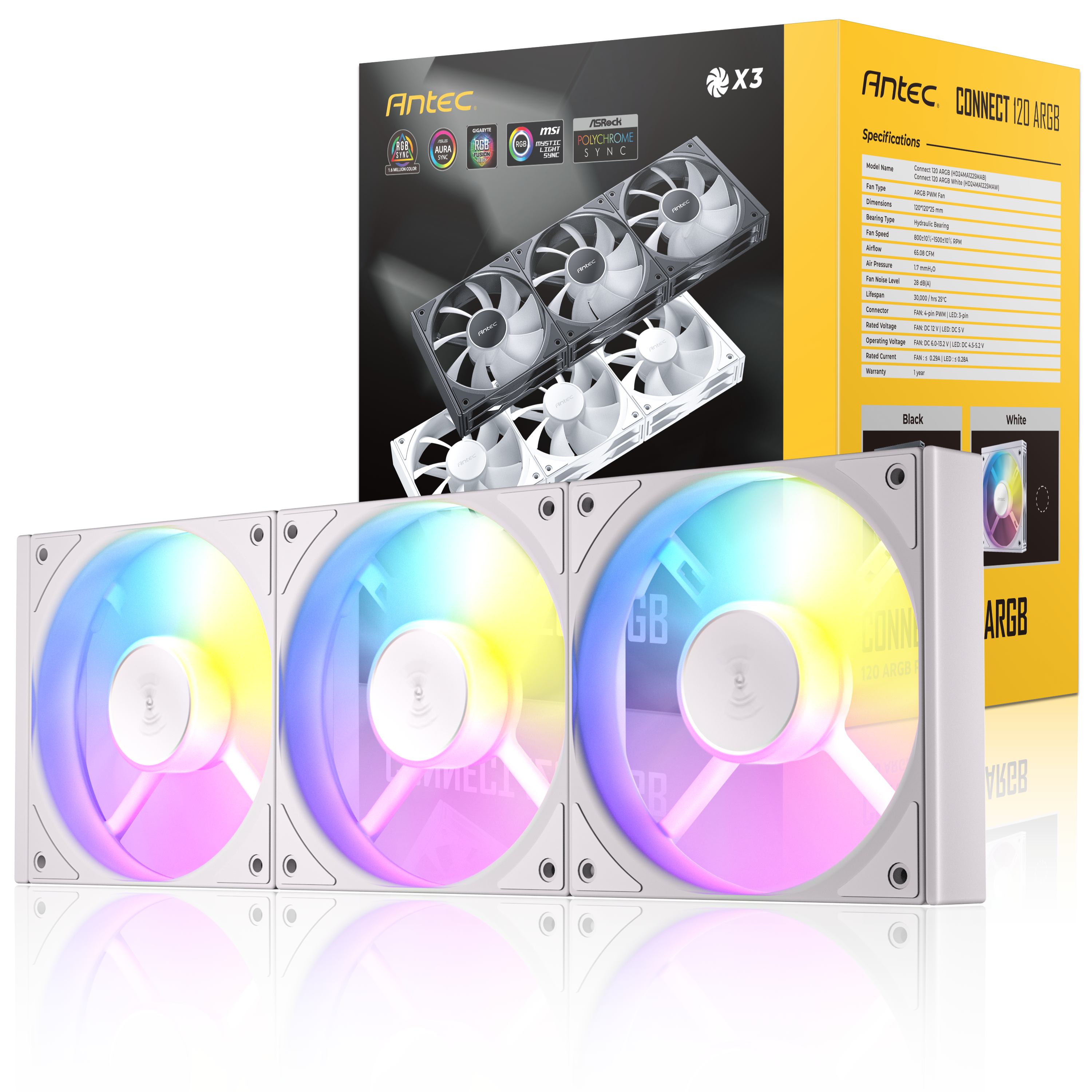 ANTEC CONNECT 120 ARGB FANS WHITE (3-PACK) thumbnail 12