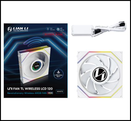 120MM UNI FAN R12TL LCD REVERSE WIRELESS WH(1PACK) thumbnail 3