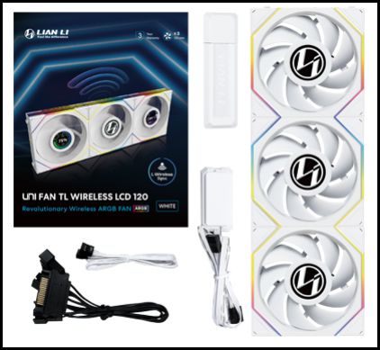 120MM UNI FAN 12TL LCD WIRELESS WHITE (3PACK) thumbnail 2