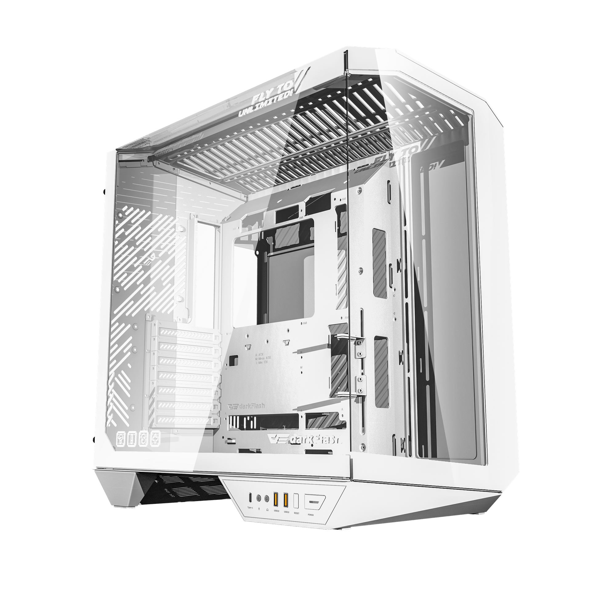 DARKFLASH DY470 WITH 4 ARGB FANS ATX CASE WHITE thumbnail 4