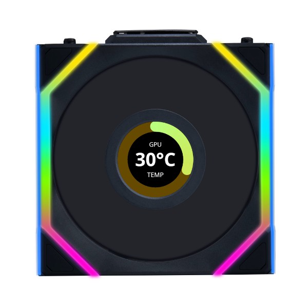 LIAN LI 120MM UNI FAN 12SL LCD WIRELESS BLACK (3PACK) thumbnail 3