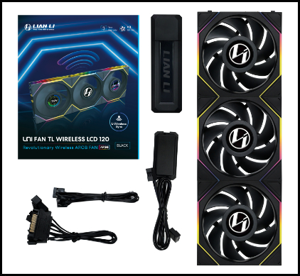 120MM UNI FAN 12TL LCD WIRELESS BLACK (3PACK) thumbnail 2