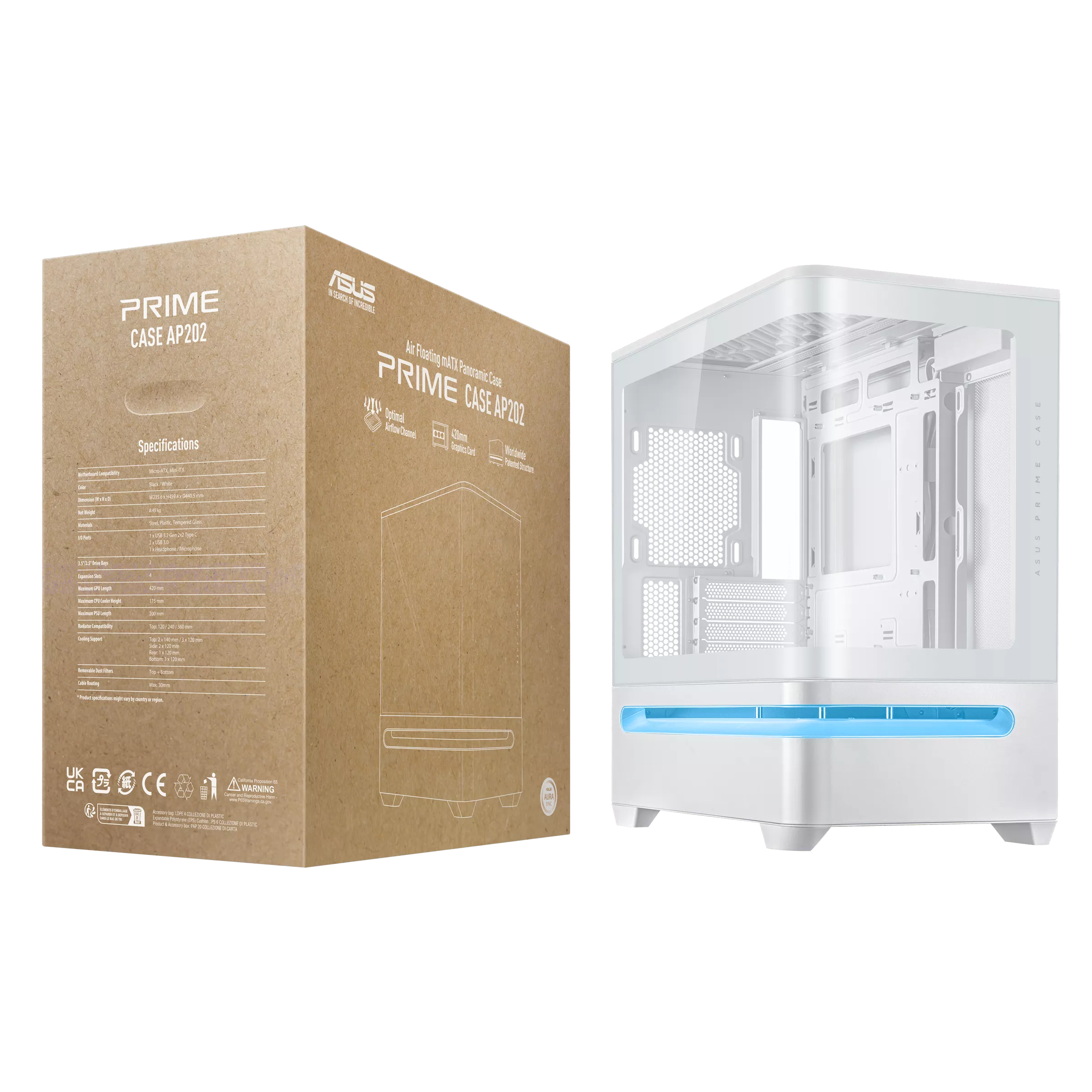 ASUS PRIME AP202 TG MATX CASE WHITE thumbnail 21