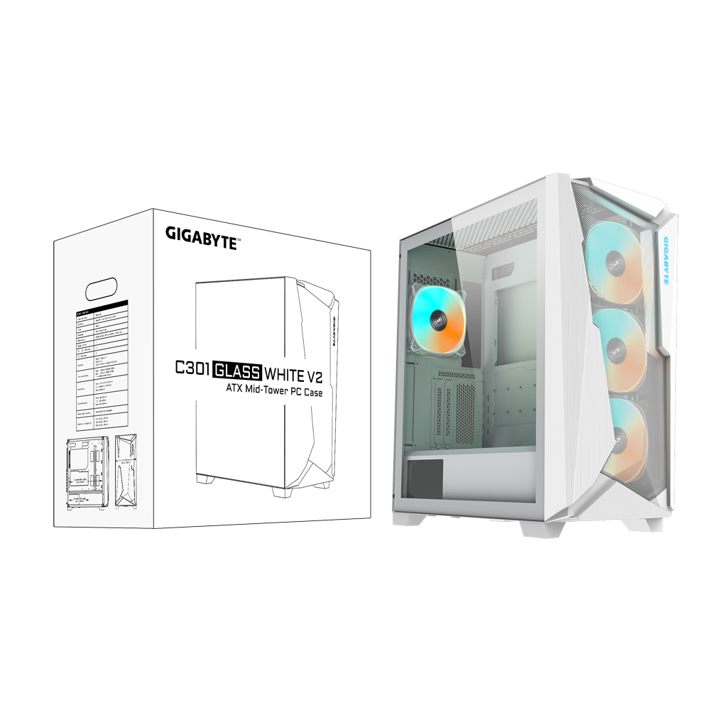GIGABYTE C301 GLASS V2 CASE WHITE thumbnail 2