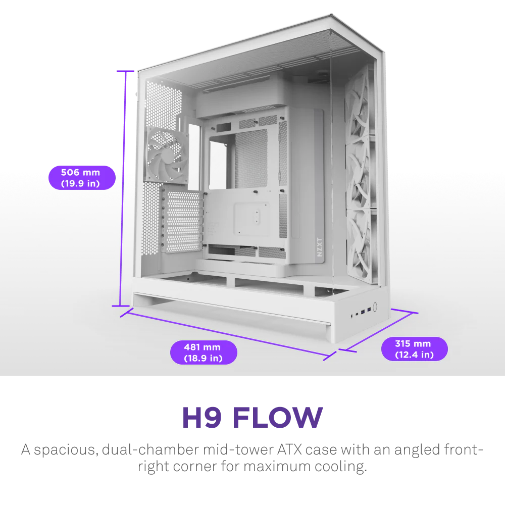 NZXT H9 FLOW V2 EDITION (2025) ALL WHITE thumbnail 2