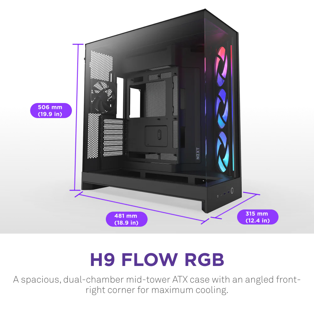 NZXT H9 FLOW RGB V2 EDITION (2025) ALL BLACK thumbnail 6