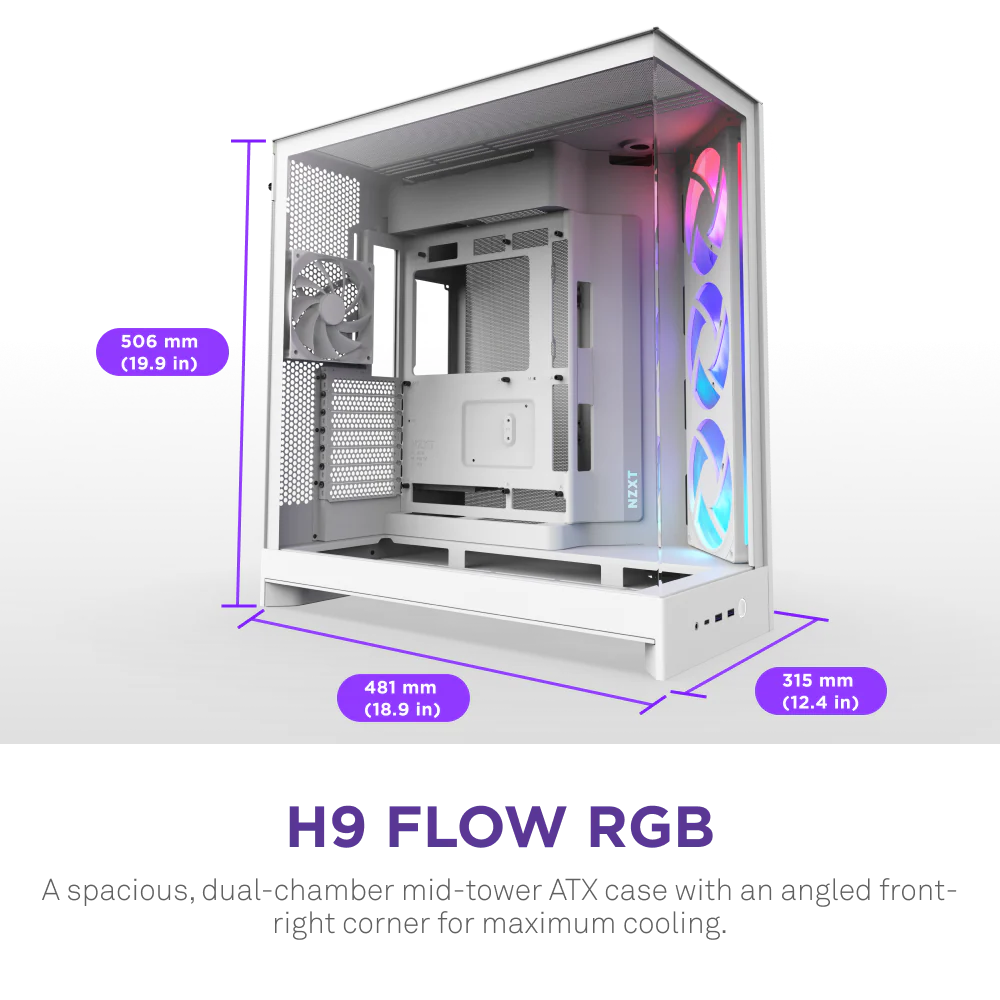 NZXT H9 FLOW RGB V2 EDITION (2025) ALL WHITE thumbnail 3