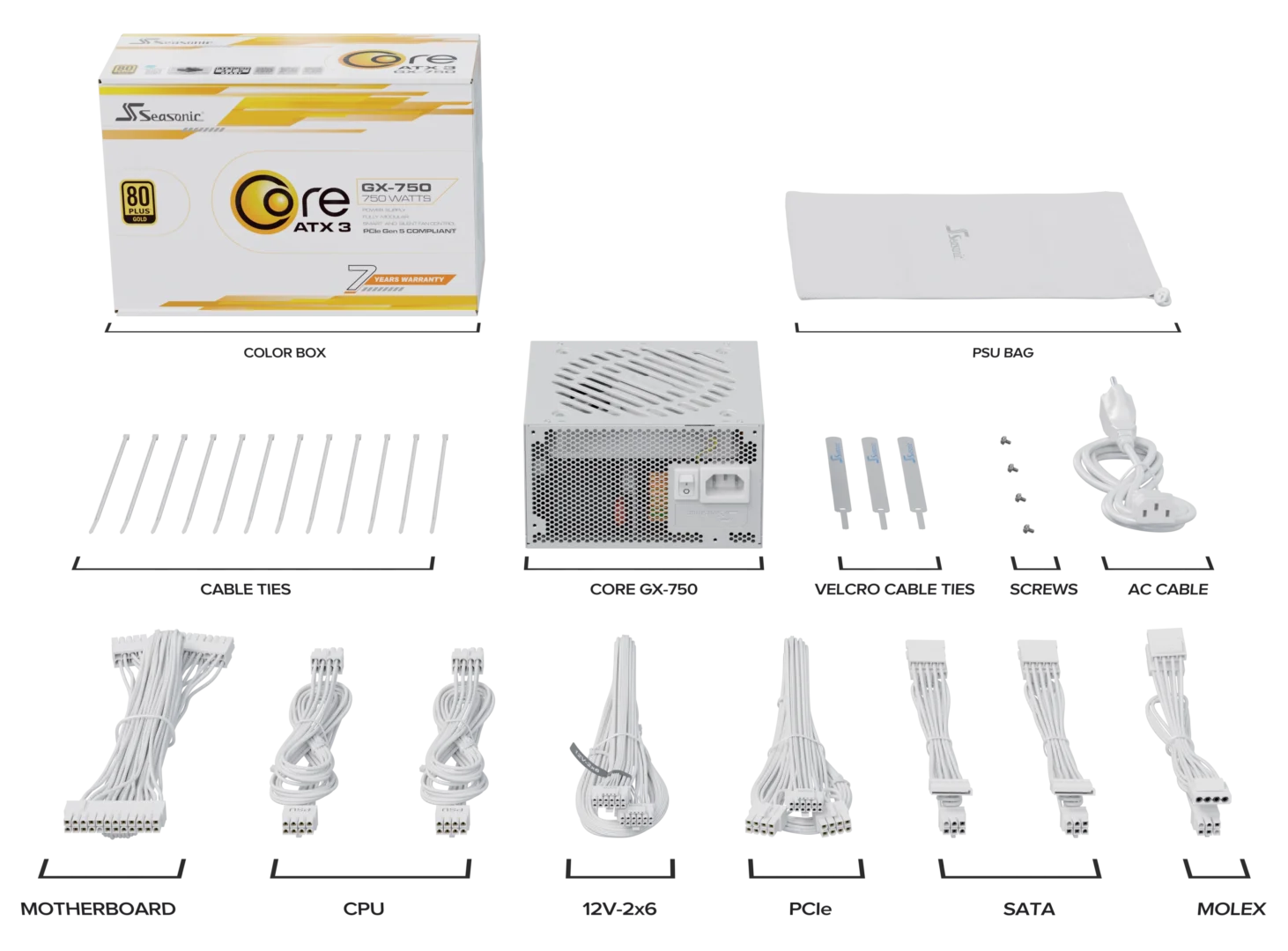 SEASONIC CORE V2 GX750 750W ATX3.1/PCIE 5.1 GOLD WHITE thumbnail 10
