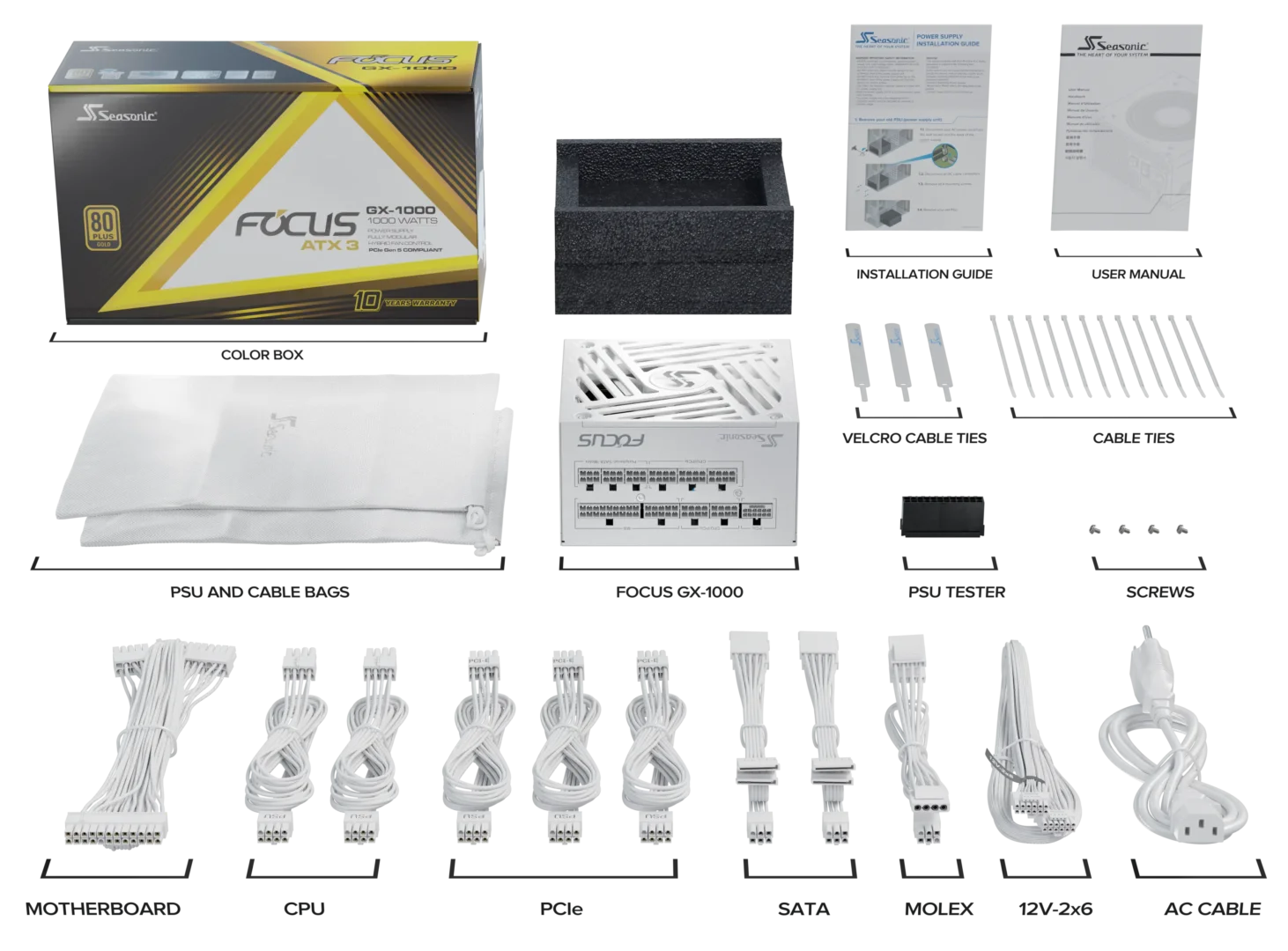 SEASONIC FOCUS GX1000 1000W 80PLUS GOLD WHITE thumbnail 11