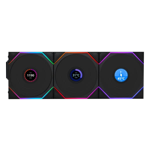 LIAN LI UNI FAN TL LCD FLEX REVERSE BLADE WIRELESS*3 BLACK thumbnail 2