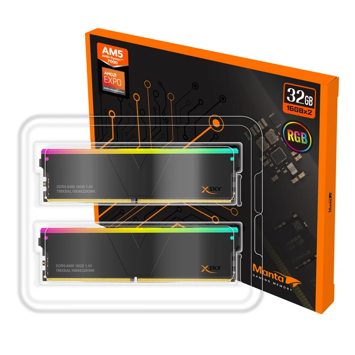 V-COLOR MANTA XSKY AMD EXPO 32G(16G*2) DDR5 6000MHX RGB BK thumbnail 2