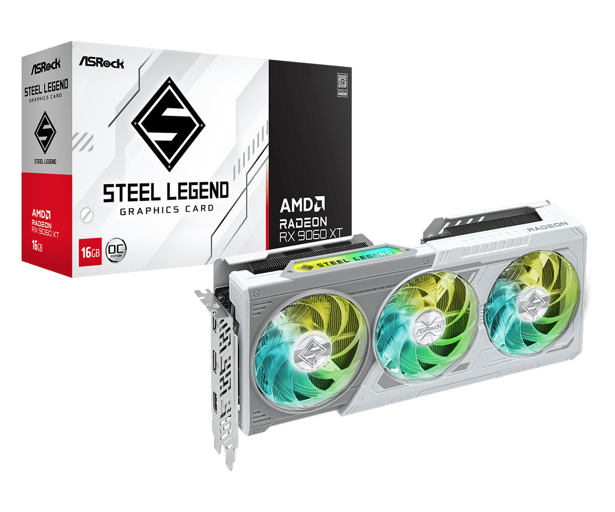 ASROCK RX9060XT STEEL LEGEND OC 16GB DDR6 WHITE