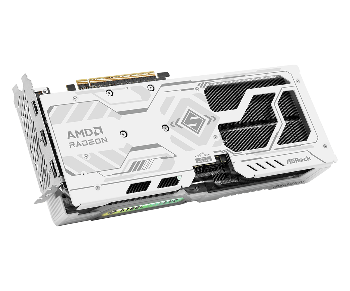 ASROCK RX9060XT STEEL LEGEND OC 16GB DDR6 WHITE thumbnail 3