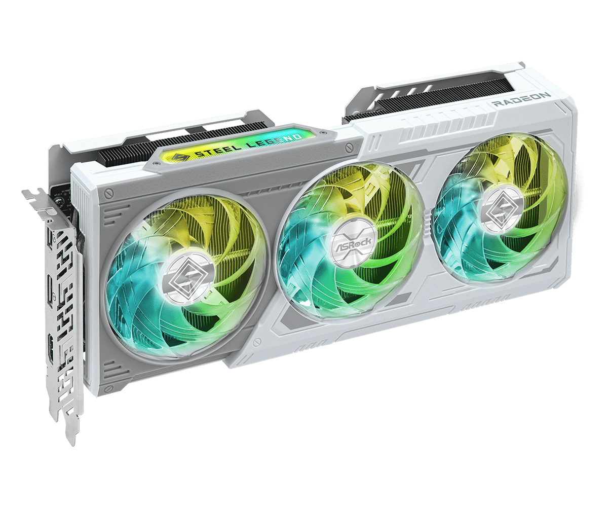 ASROCK RX9060XT STEEL LEGEND OC 16GB DDR6 WHITE thumbnail 7